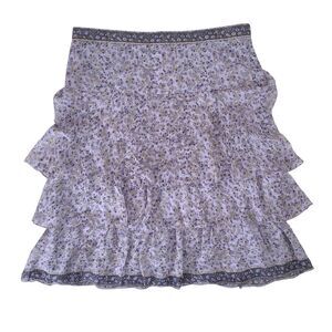 Peruvian Connection Silk Floral Ruffle Skirt Plus Size 18